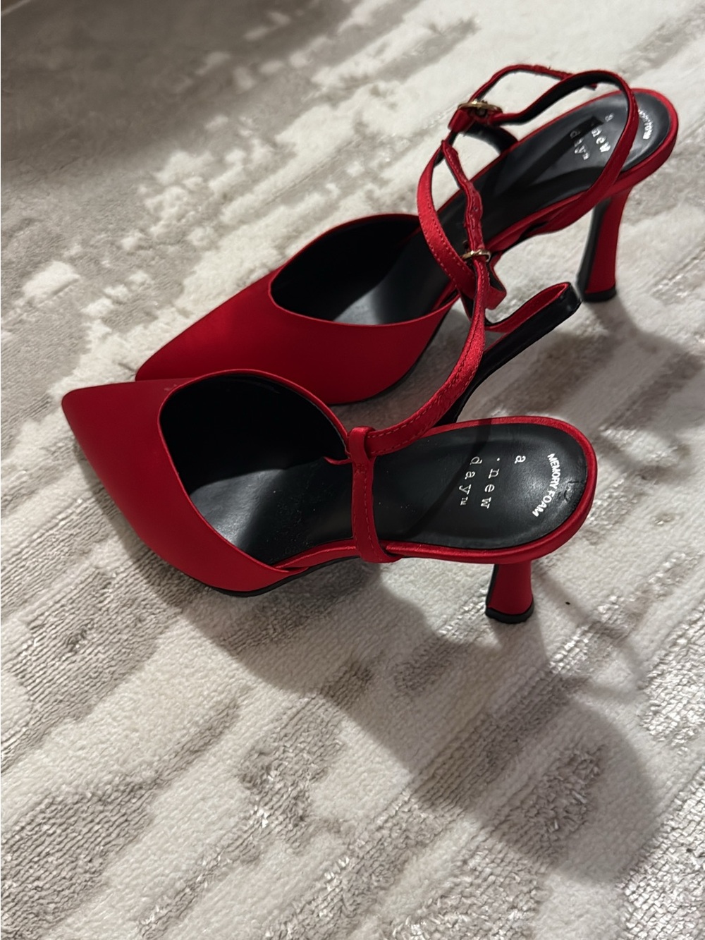 a new day Red Pointed Slingback Heels with Double Ankle Straps